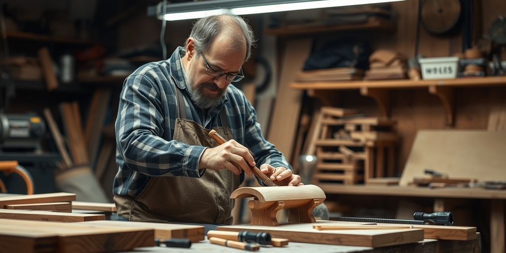 Woodworker crafting in a workshop