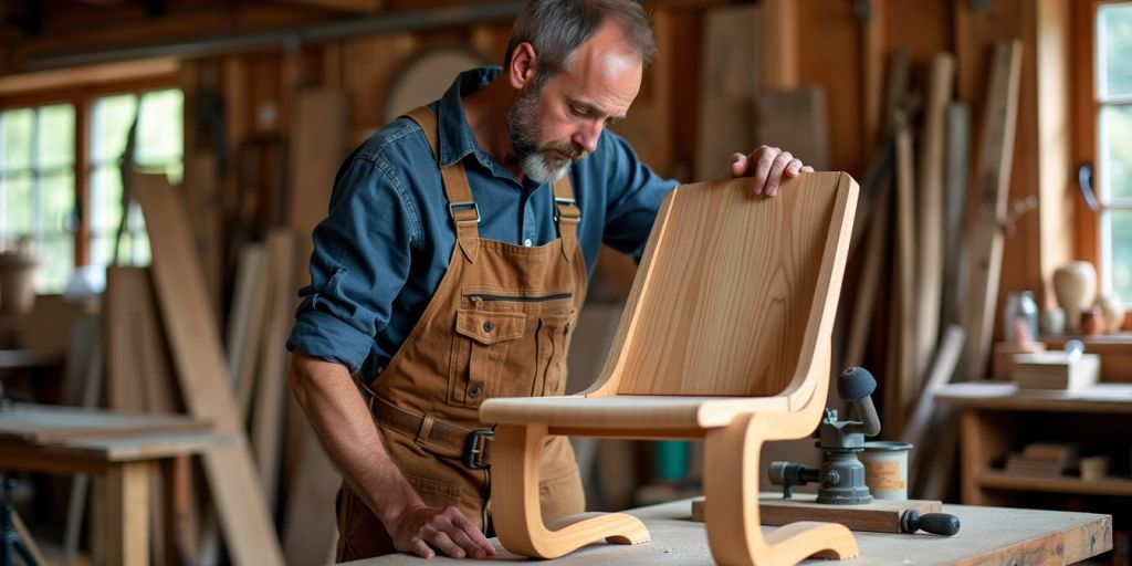 Woodworker crafting a custom wooden chair