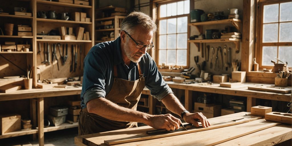 Woodworker crafting with eco-friendly materials