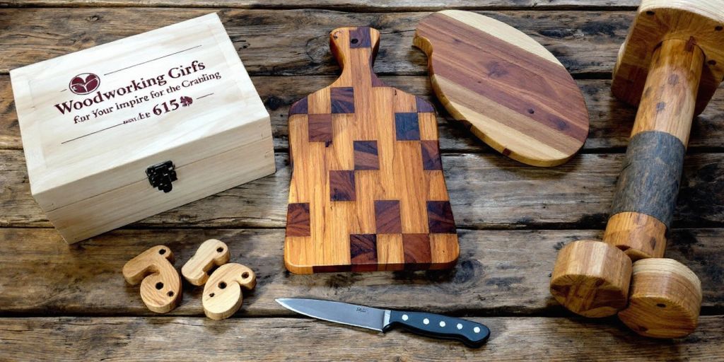 Collection of unique handcrafted wooden gift ideas.